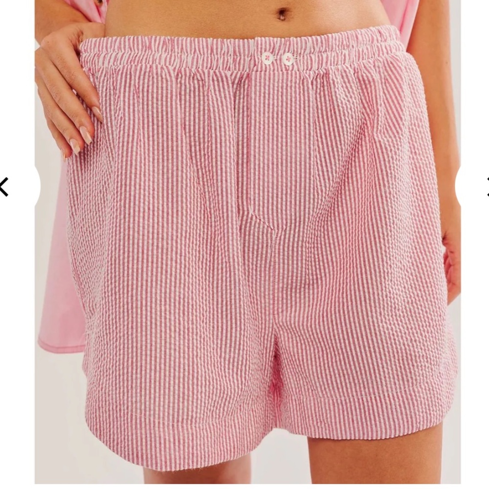 Free people red and white striped boxer shorts